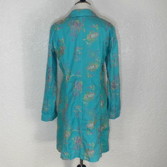 Johnny was turquoise blue embroidered trench coat - Picture 6 of 14